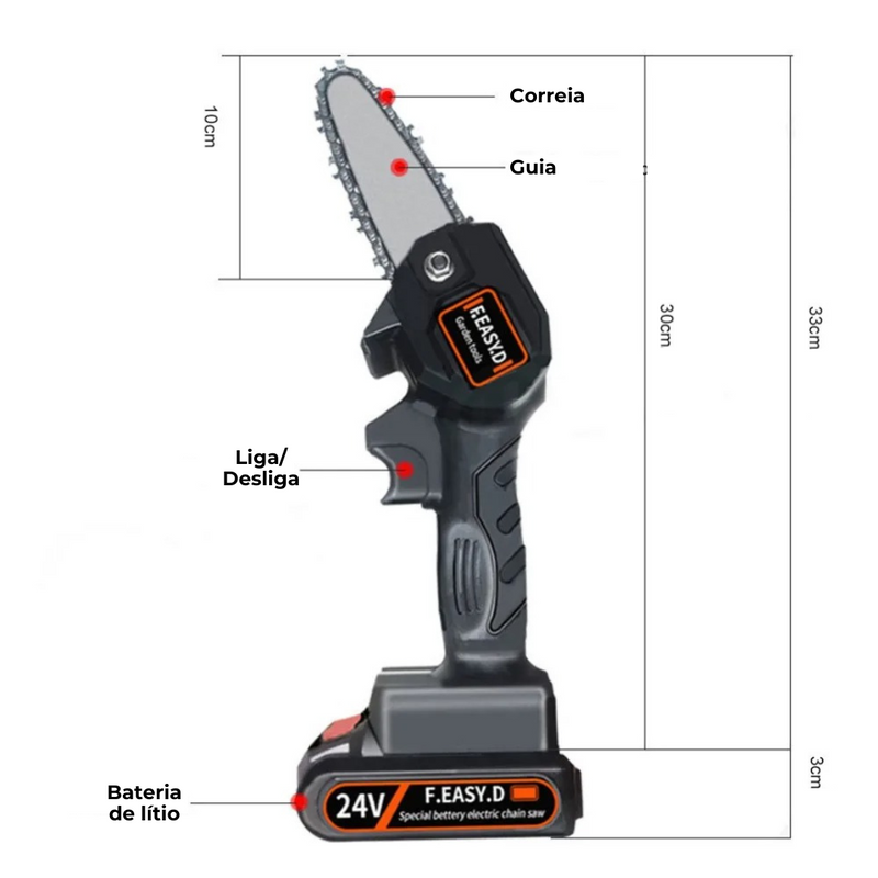 Motosserra Elétrica Portátil Recarregável - PowerCut